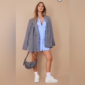 Blue Stripe Waist Panel Shirt Dress - Pretty Little Thing